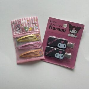 Sanrio Kuromi and My Melody Hair Clips - Pink, Yellow, Orange & Black